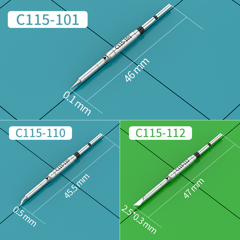 C115 Soldering Iron Tip C115-105/125/117/113/114/112/109/127/101/110/120/107 for JBC Soldering Station Precision Repair SMD PCB: Blue