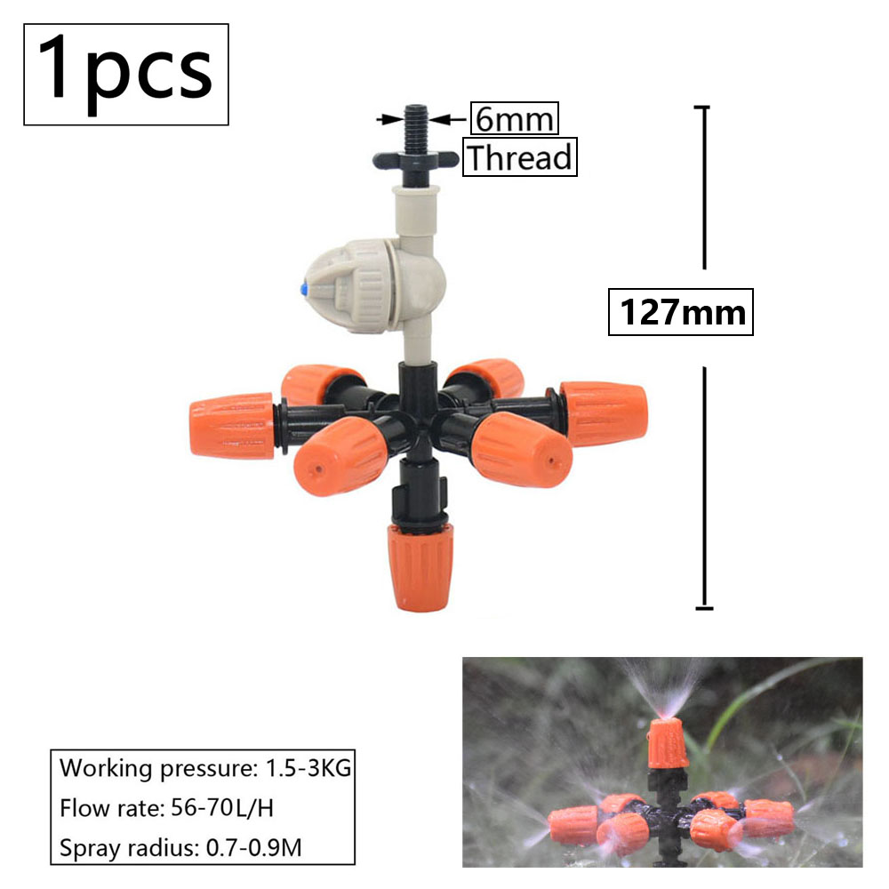 1/2" Mist Sprinkler 1/4/5/7-way Fog Sprinkler Nozzle Adjustable Misting Water Automatic Flower Watering Garden Atomizer