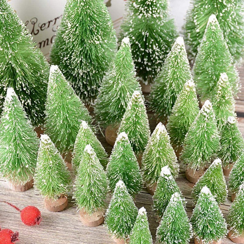 42Pcs Miniatuur Kerstboom Decoratie Kunstmatige Sneeuw Vorst Bomen Pijnbomen Voor Kerst Diy Partij Decoratie