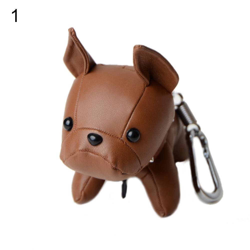 Mini Bulldog Puppy Keychains Faux Leather Doll Key Rings Hanging Pendant Key Holder Charm Bags Decor Car Trinket Punk Chaveiros: 1