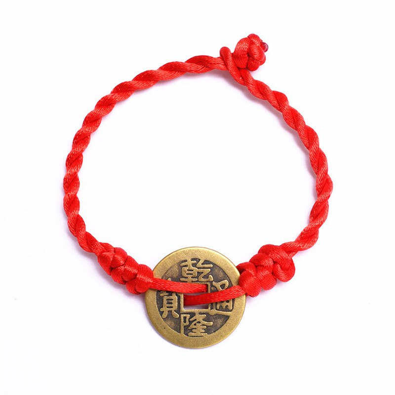 Feng Shui I Ching Ancient Coin Kabbalah Red String Attract Luck Wealth Bracelets