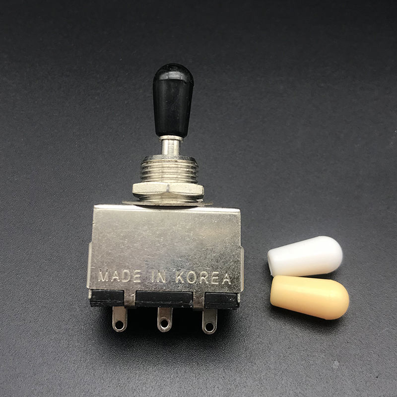 Metal 3 Way Alternar Controle Interruptor, Interruptor de Guitarra Elétrica com 2Pcs Interruptor Tip, LP, SG, Livre: Branco
