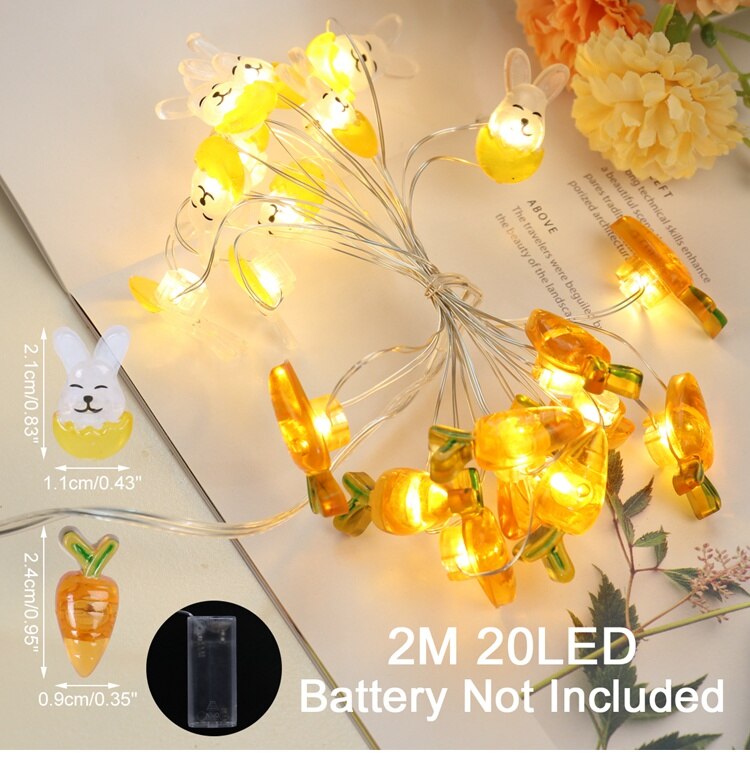 Easter LED Bunny String Lights Easter Decoration For Home Carrot Rabbit Fairy Light Supplies Happy Easter Party Favor: MINT GREEN