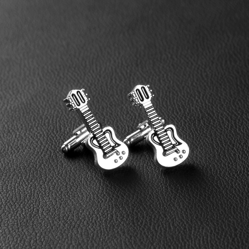 High-grade Musical Instruments Cuff Button Men Guitar Drums Violin Shirt Cufflinks Business Wedding Cufflink: Violin