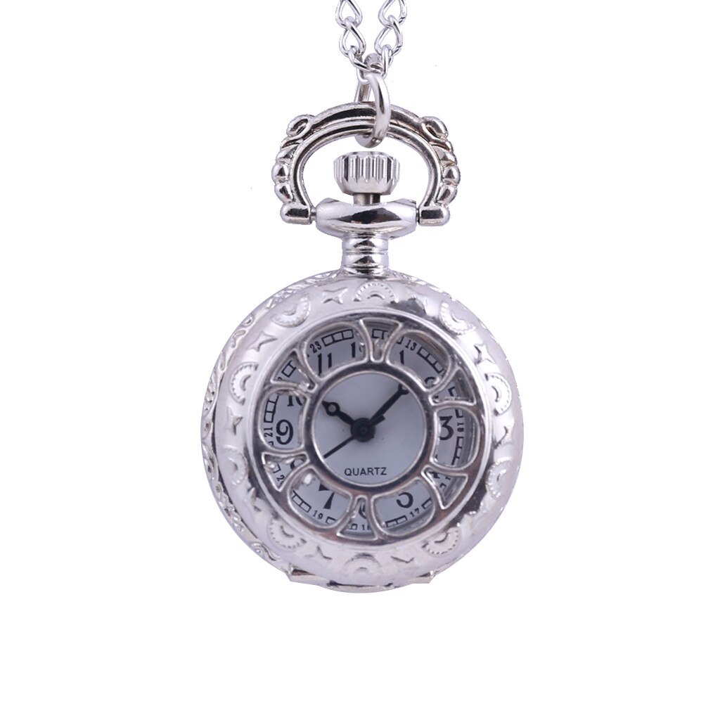 Vintage Round Dial Quartz Small Pocket Watch Classical Roman Scale Pocket watch man woman kid necklace clock Couple old man: C