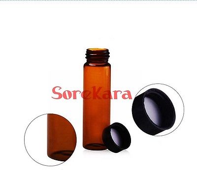 5pcs 20ml Brown Glass Seal Bottle Reagent Bottle Sample Vials Plastic Lid Screw Cap Screw On Cover
