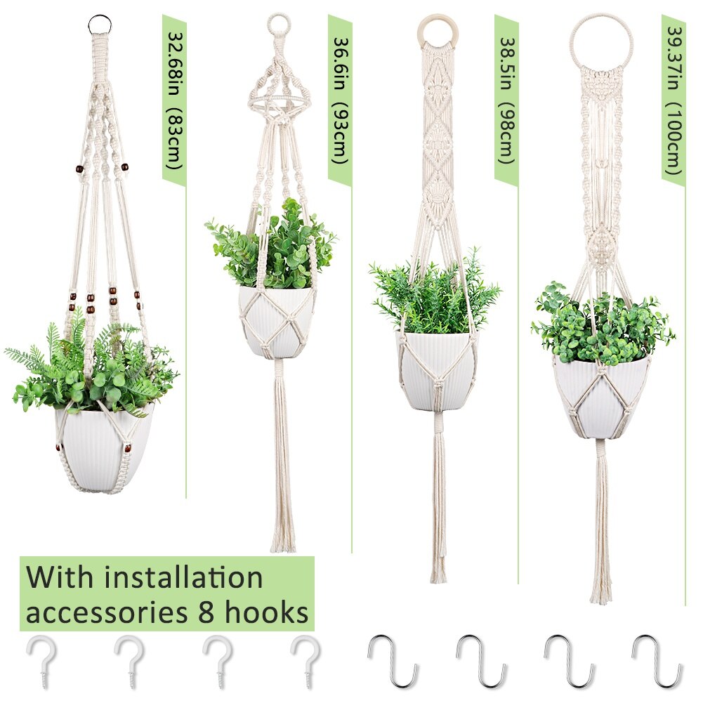 Colgador de macramé para colgar en la pared, macetas de jardín, macetas de flores, decoración de patio al aire libre