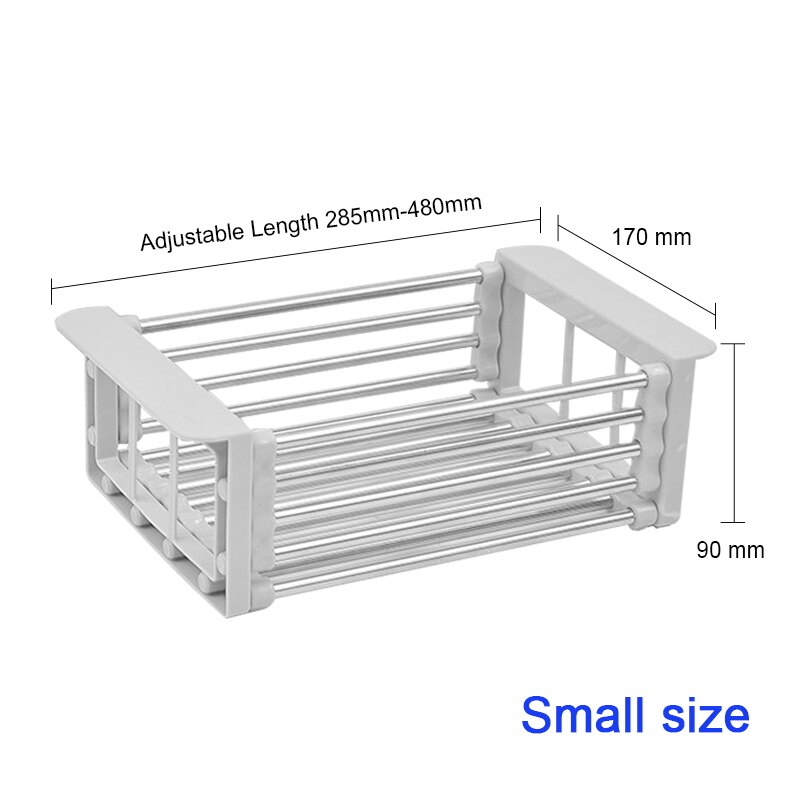 Kitchen Stainless Steel Sink Drain Rack 304 Dish Drying Rack Dish Insert Storage Organizer Fruit Vegetable Drainer Basket: Gray S