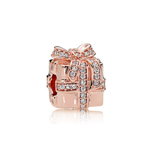 NUOVO 100% 925 Sterling Silver 1:1 Autentico Charm In Oro Rosa Margherite di Cuore-A Forma di Coniglio In Rilievo Clip di Sicurezza Della Catena di Sicurezza: Radura
