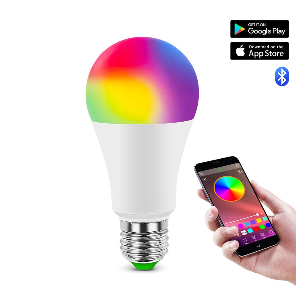 Dimmable Bluetooth 4.0 APP LED Bulb E27 RGBW RGBWW 15W AC85-265V Wireless LED Indoor chandelier Lamp Smart Home Lighting