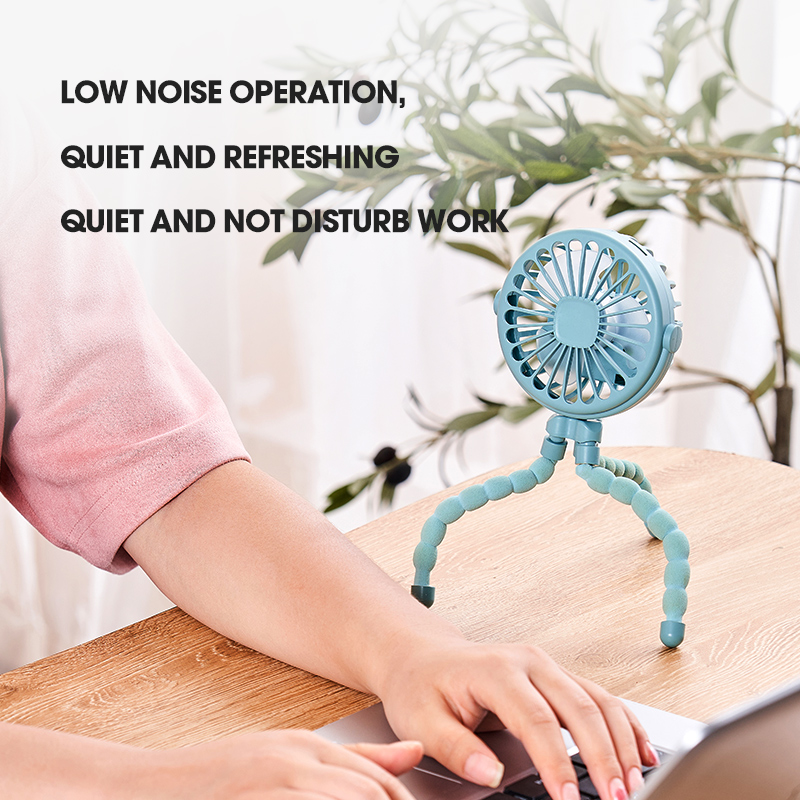 Ventilateur de bureau pliable portable USB, ventilateur de détermination pour poussette de bébé, petit ventilateur de poulpe multifonctionnel muet d'été