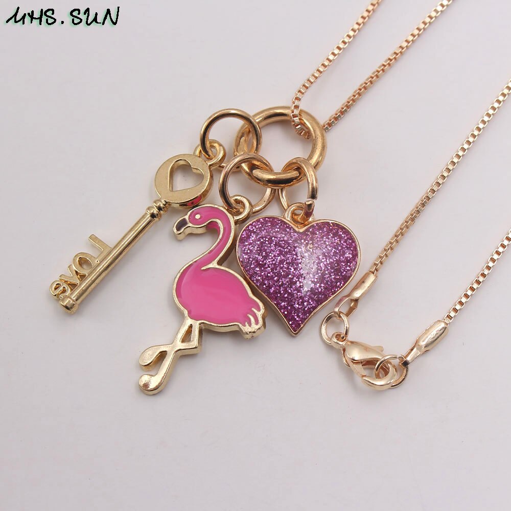 MHS. SONNE 1PC Nette freundlicher Reize Halskette Flamingo/Leben Baum Anhänger Halskette Kette Halsband Schmuck Für Baby Mädchen