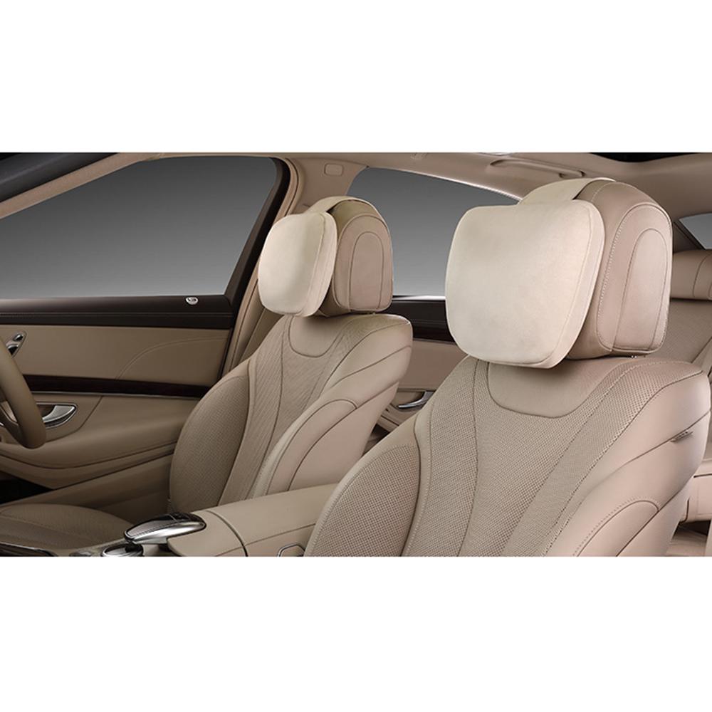 1Pair Universal Car Headrest Ultra Super Soft Pillow Four Seasons Neck Support Suede Fabric Pillow 30*25cm: Beige