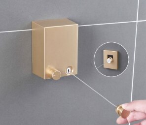 Double Row Clothesline Wall Mounted Retractable Clothes Dryer Steel Rope Wall Hanger Laundry Dryer Indoor Clothes Line WJ916: gold-B