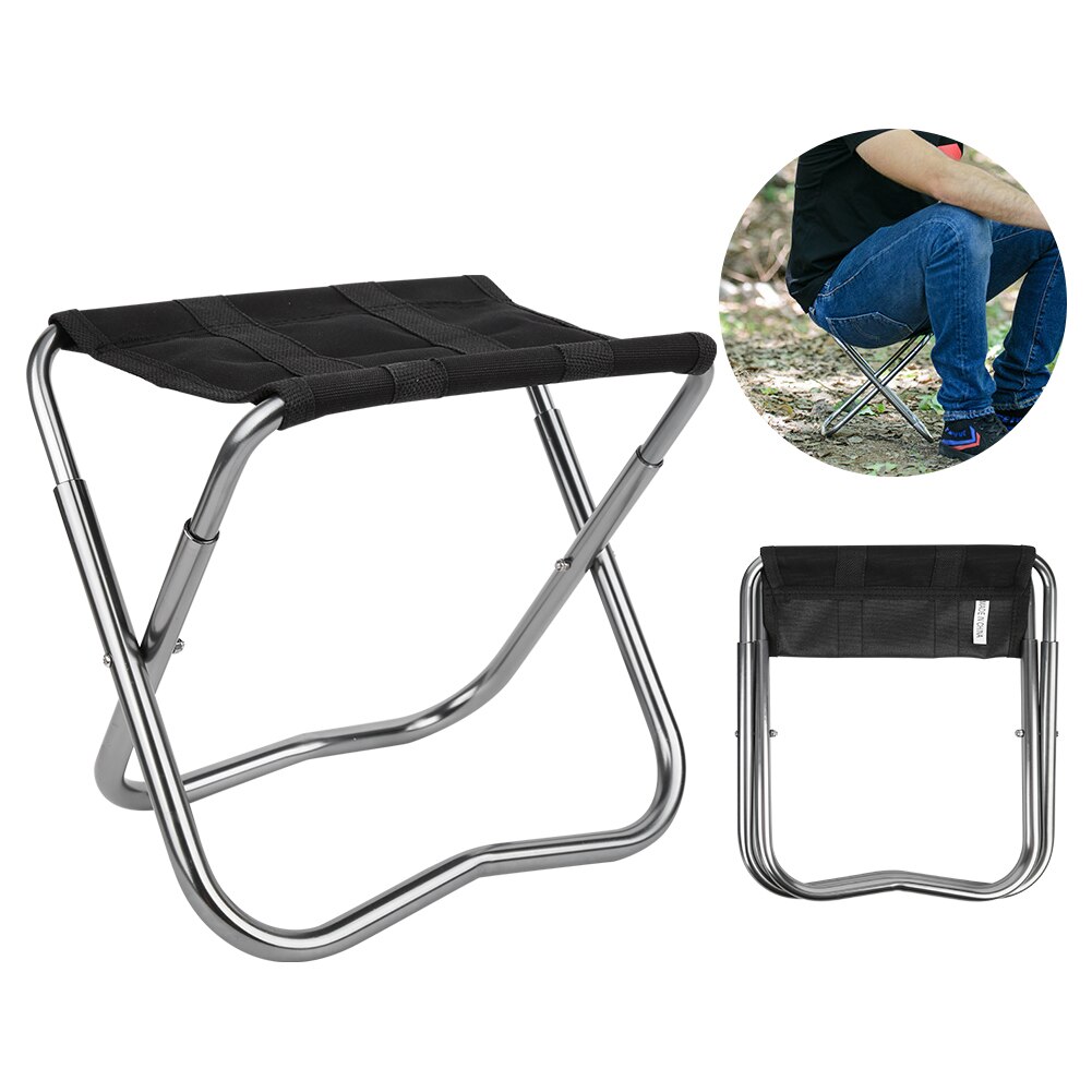 Udendørs letvægts aluminiumslegering sammenklappelig skammel kompakt bærbart fiskeri camping sæde med opbevaringspose
