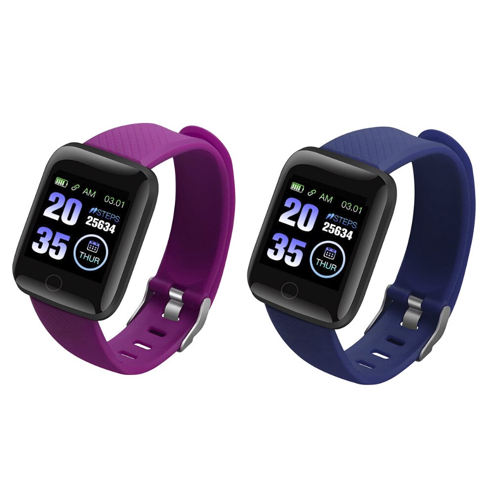 D13 Smartwatch Fitness Tracker Smartband Activity Wristband Bluetooth 116 Plus Bracelet Heart Rate Monitor Men Women: 1Puple 1Blue