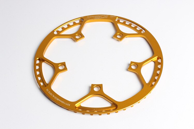 Litepro 130mm bcd kedjekrans i aluminiumlegering 45t-58t hopfällbar cykelskiva med skydd ultralätta cykeldelar: 53t guld