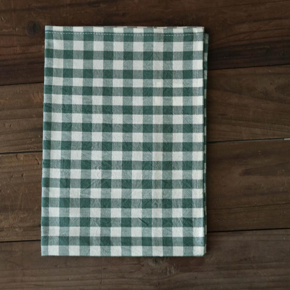 Cotton Table Napkin Plaid Cloth Napkins Striped Checkered Tea Towel Kitchen Dinner Restaurant Food Photography Prop: Green Small Plaid