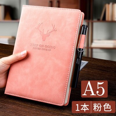 A5 Super Thicken 180sheets Pu Leather Diary Notebook School Office Daily Weekly Planner Agenda Notebook Journal Stationery: Pink