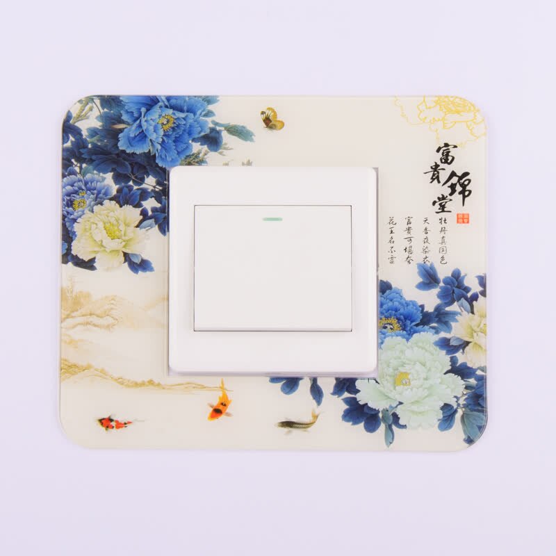 Traditional chinese style Acrylic Socket switch sticker Wall stickers Home decor Living room decoration Light switch cover plate: I