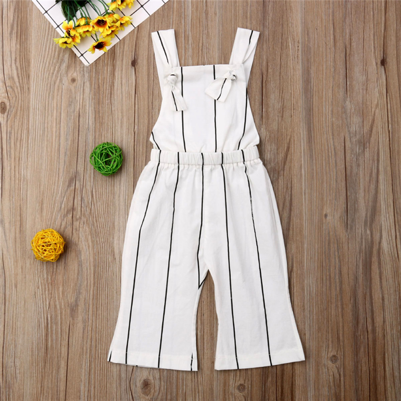 Sommer småbørn børn baby piger tøj stribet jumpsuit ærmeløs strop overalls lange bukser one-pieces outfits 1-6y