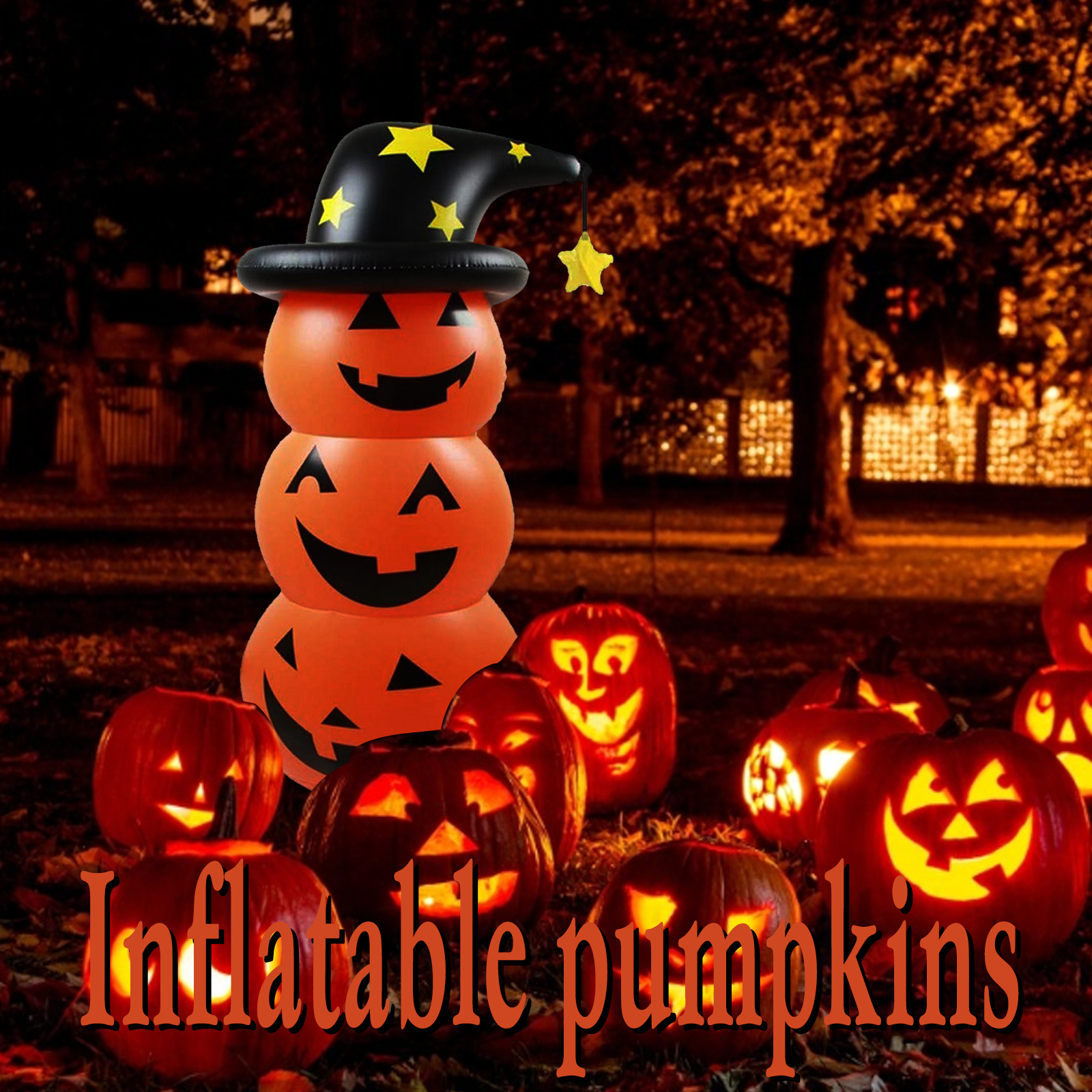 Halloween Home Decoratie Opblaasbare Speelgoed Pompoen Tumbler 4.6Ft Halloween 3 Pumpinks Gestapeld Blow Up Decor