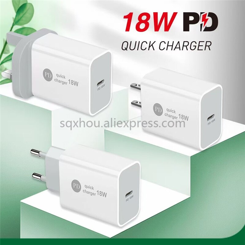 20 stück uk/us /eu 18w pd  qc 3.0 schnellladegerät für apple iphone 13, 12, 11 pro, ipad mini, samsung  s20 ultra und note schnellladeadapter
