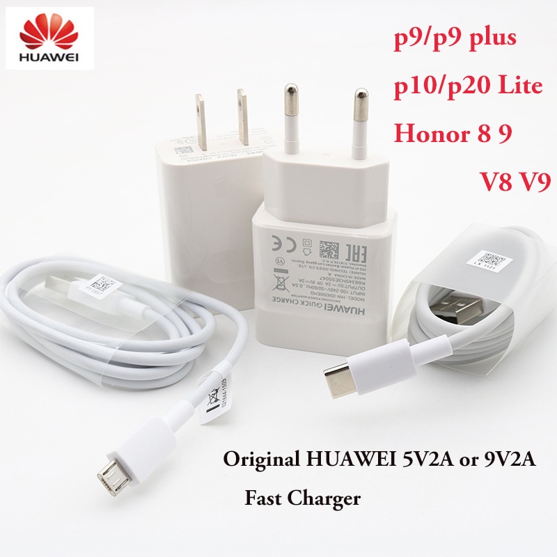 Originele Huawei Snelle Oplader Snel Opladen adapter usb type c Micro usb-kabel voor Huawei Honor 9 nova 2 3 3e 4 5e p20 lite P9 P10