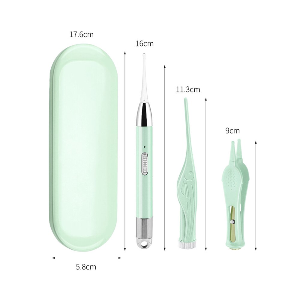 1 kit de cure-oreille lumineux Rechargeable, nettoyeur d'oreille de sécurité, soins du cérumen, dissolvant de cire, indolore, outil de nettoyage sans douleur