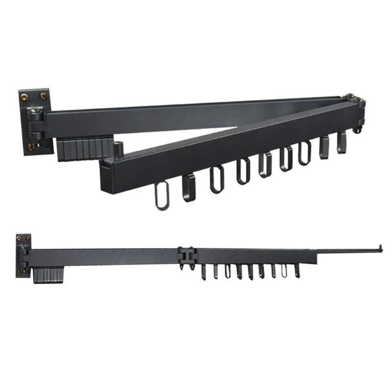 JOOM Intrekbare opvouwbare muur vouwen kleerhanger rek opknoping planken droogrekken kleding opslag organisator wasdroger rek (één Pack