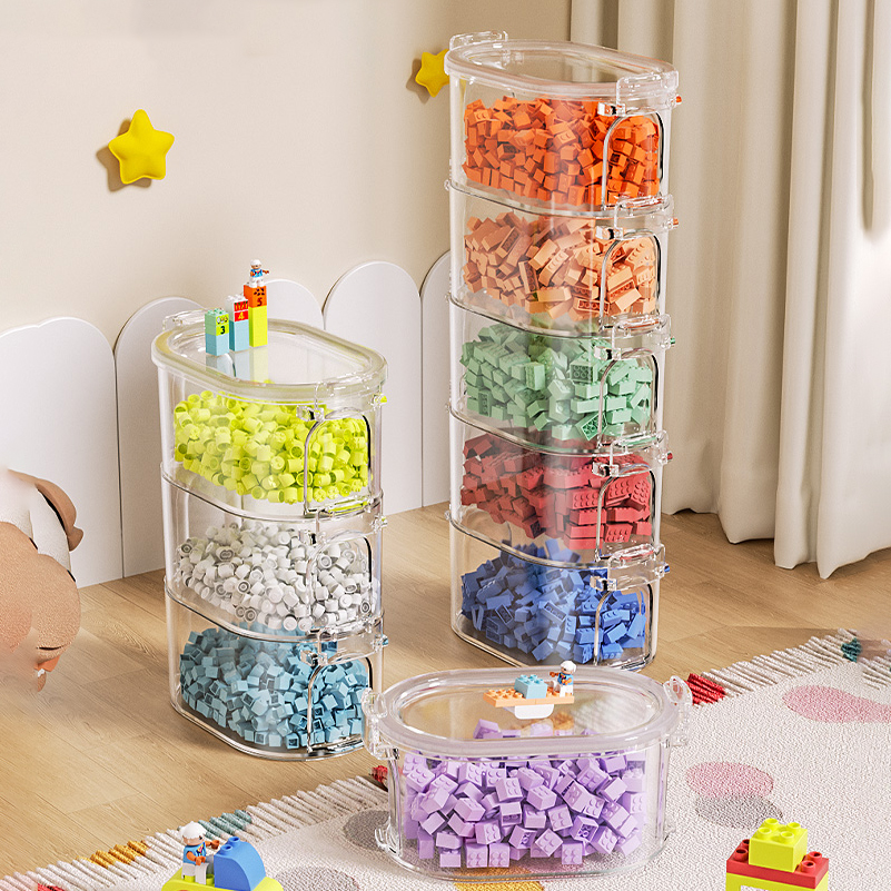 Contenedores de caja organizadora de almacenamiento para juegos y salas de juegos de plástico para estantes o cubículos, capacidad para juguetes pequeños, bloques, rompecabezas y marcadores