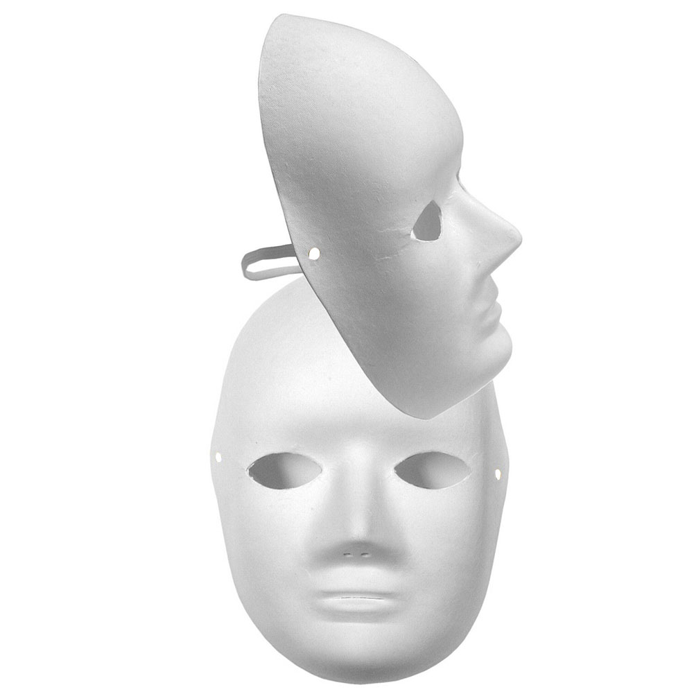 5Pcs Kostuum Mannen Vrouwen Volwassen Cosplay Biologisch Afbreekbaar DIY handgeschilderde Fancy Dress Gezichtsmasker Unpainted Witte Lege Party vlakte