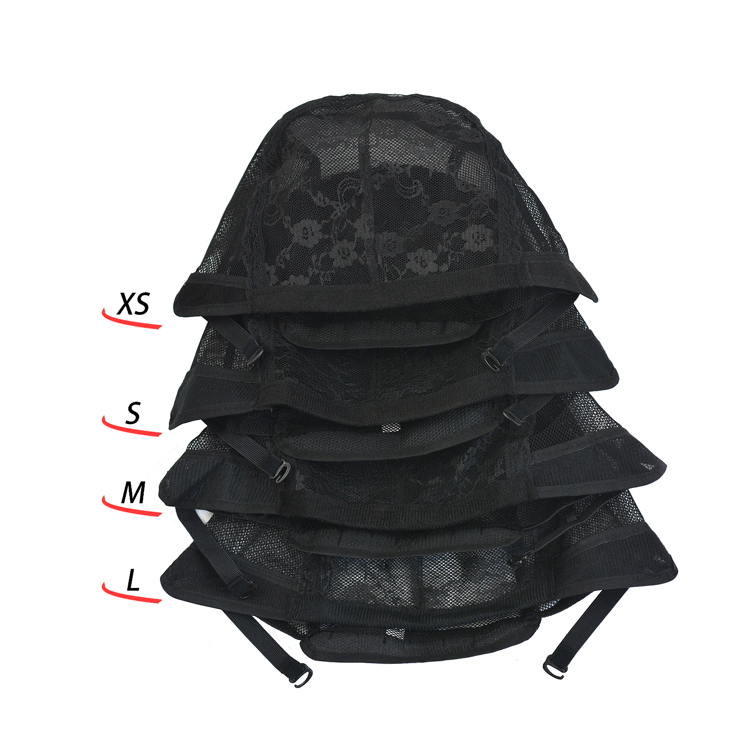 Gorros de peluca de encaje con correas ajustables para sujetar pelucas en el lugar, gorro de peluca de cúpula negra, red elástica para el cabello para hacer peluca, 1 ud.