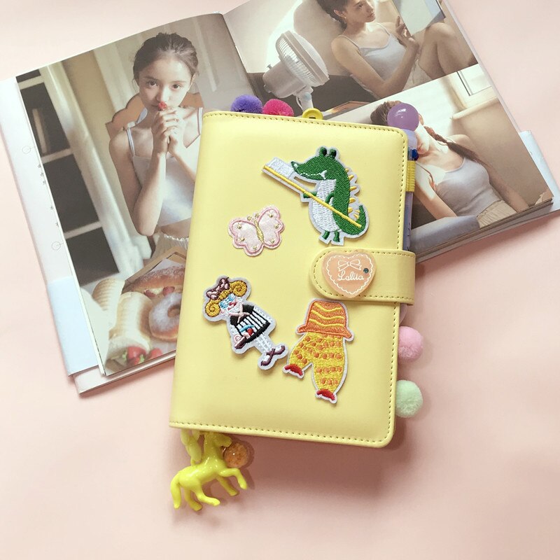 A6 Bitterkoekje Super Set Meisje Hart Notebook Losbladige Diy Notepad Handbook Dagboek Pu Lederen Cover Dagboek Agenda Planner papier