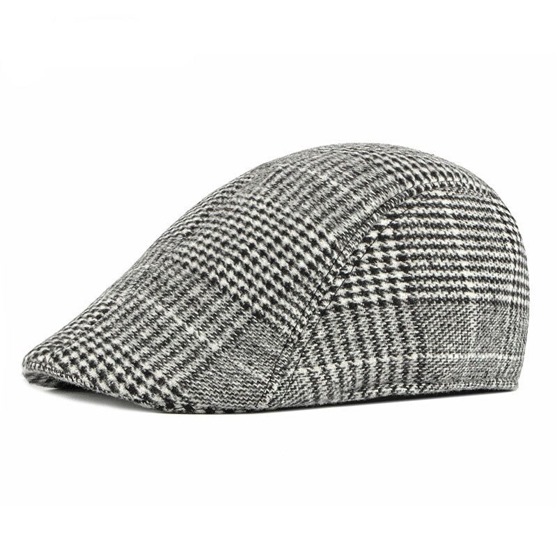 British Style Winter Berets Hat Men Flat Ivy Cap Middle-aged elderly Berets Cap Duckbill Hat Painter Herringbone Cap