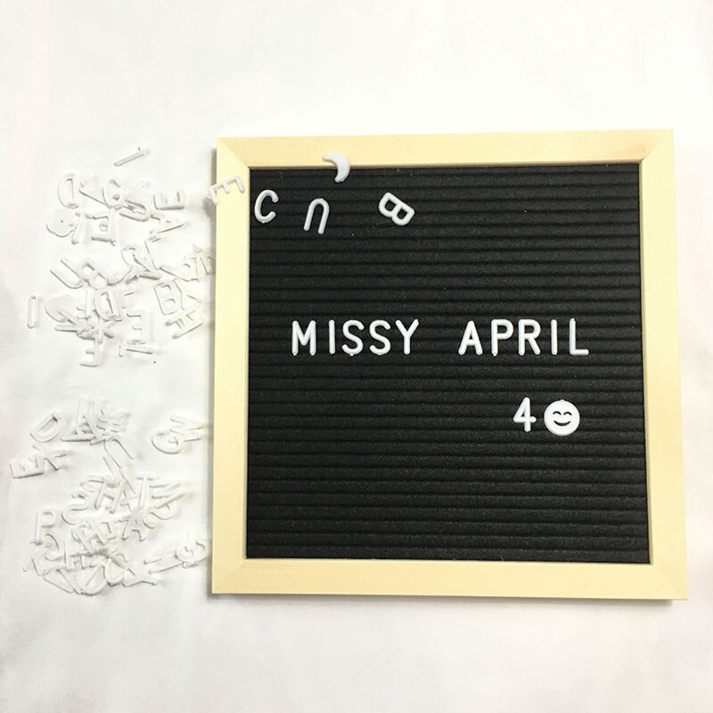 Beautiful Felt Letter Board Wooden Frame Changeable Symbols Numbers Characters Message Boards for Home Office signs: Black