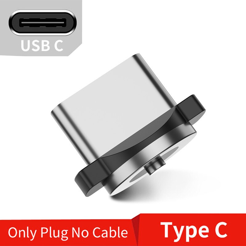 Cabo usb magnético de led uslion para celular, fio para carregador com micro usb tipo c para carregamento rápido para iphone samsung s10: Type C Plug