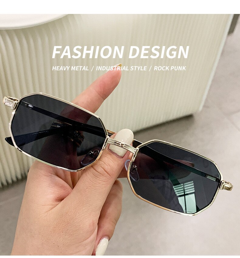 Gafas de sol estrechas para hombre, lentes de sol rectangulares a la para mujer, de metal, de de lujo, clásicas, UV400,