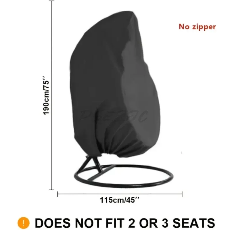 Black 210D Garden Outdoor Swing Hanging Chair Bird's Nest Vine Chair Bird Cage Dust and Waterproof Anti UV Sun Protective Cover