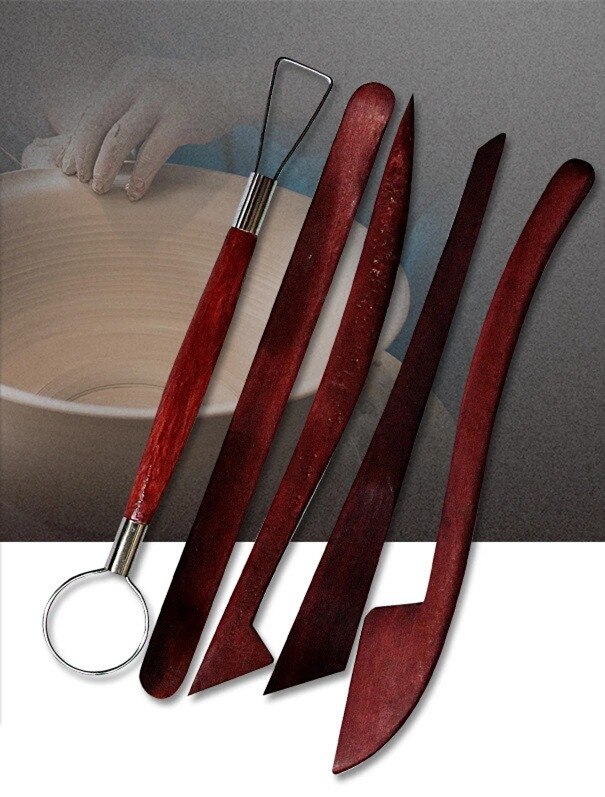 pottery clay Tools set molding Smoothing Wax Carving Sculpture Ceramic Sculpting polymer Trimming Modelling Tool kit for kids: 5set