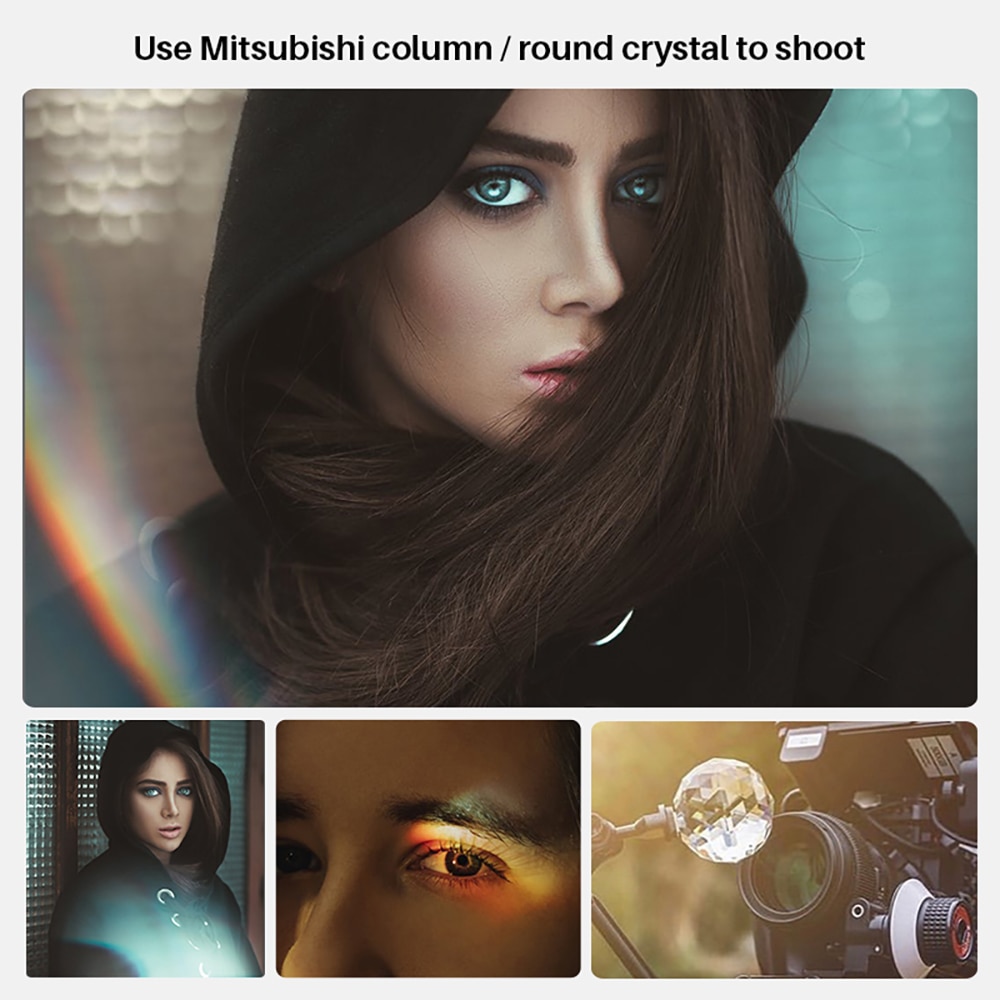 Photography Prism with 1/4'' Crystal Ball Optical Glass Magic Photo Ball Glow Effect Decorative Photography Studio Accessories