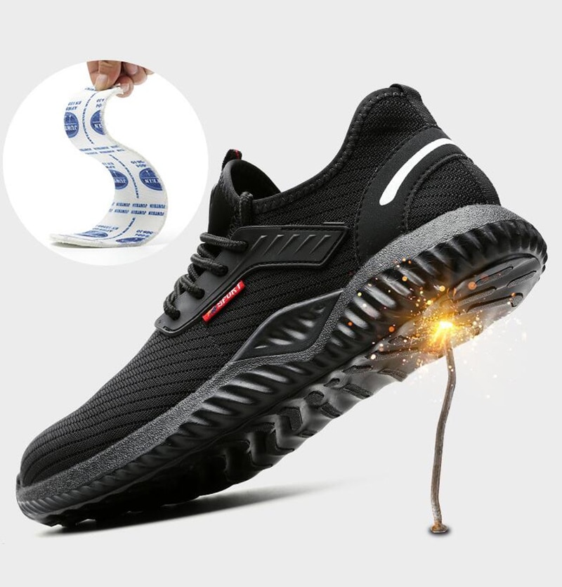 Puimentiua Indestrutível Sapatos Homens Botas de Segurança do Trabalho Sapatos Biqueira de Aço Puncture-Proof Respirável Leve Tênis