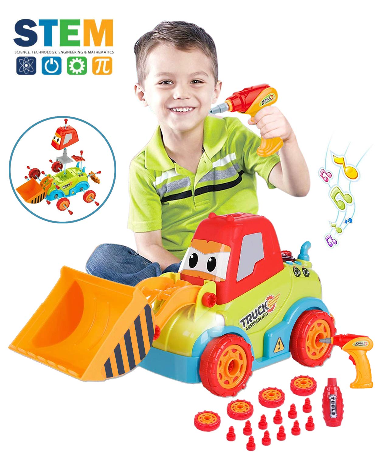 Lastbil take-a-part legetøj montage gør-det-selv bygger bulldozer lastbil legetøj med musik, lys boreværktøj til småbørn