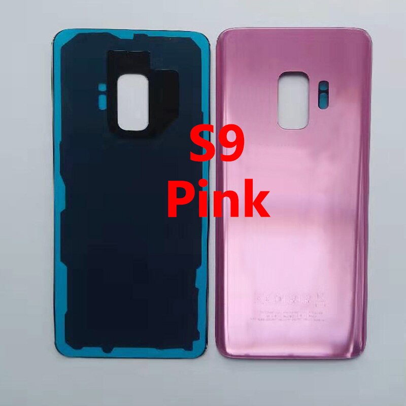 For SAMSUNG GALAXY S9 G960 G960F Battery Cover Back Glass Cover S9+ S9P S9 PLus G965 G965F Battery Cover Rear Door Housing Panel: S9 Pink