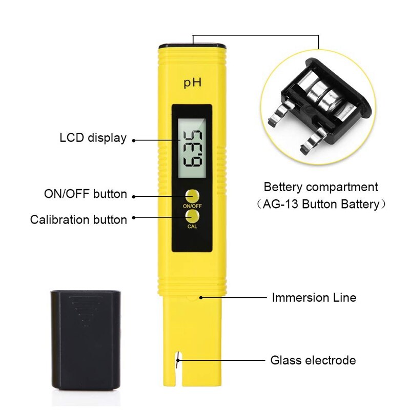 Ph meter digital vandtester , 0.01 høj nøjagtighed 0-14 ph måleområde til hydroponiske planteakvarier svømmebassiner
