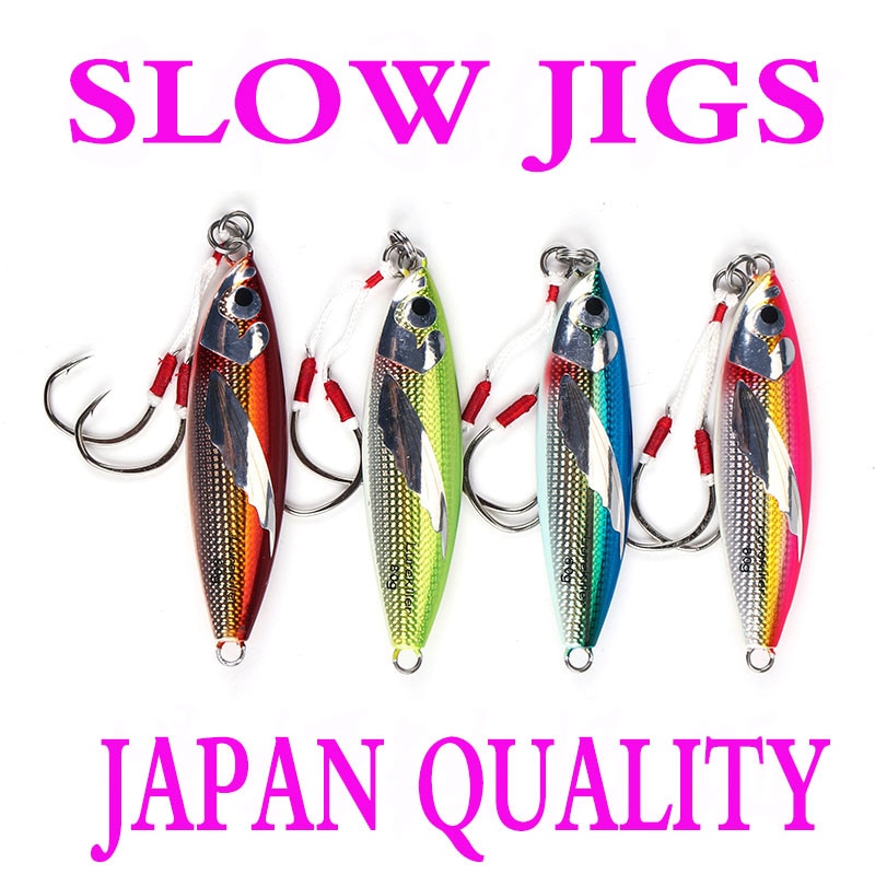 Jakthus bly jigg bete fiske bete metall jigging 80g hårdbete fiske beten 40/60/100g dubbla krokar långsamt jiggande beten