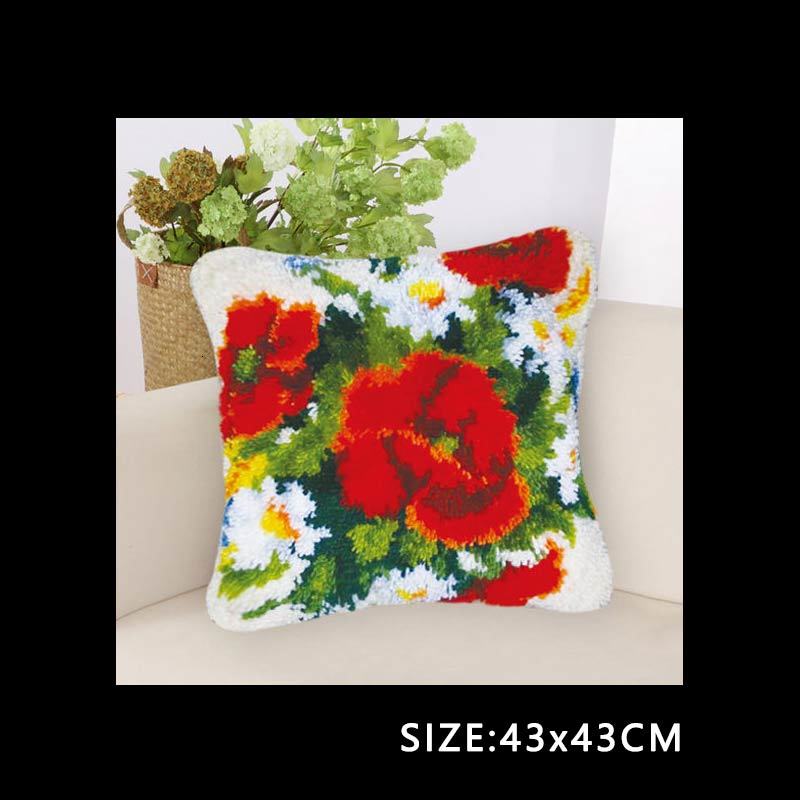 Latch Hook Flower Kits Do It Yourself Embroidery Knooppakket Latch Hook Pillow Borduurpakket Kussen Embroidery Package Pillow: ABZ140