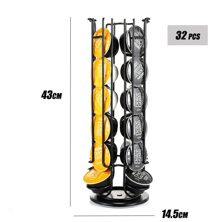 Dolce Gusto Koffie Capsule Rack Houder Organizer Voor 24/32 Pods 360 Draaibare Standaard Koffie Station Voor Keuken Of Kantoor: 32 Dolce gusto Black