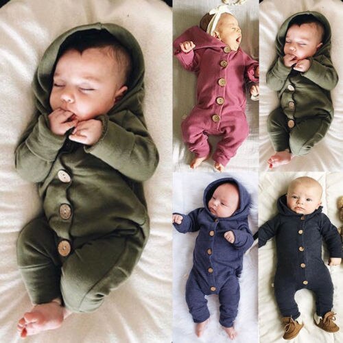 Uk Winter Baby Baby Jongens Meisje Katoen Hooded Romper Jumpsuit Kleding Outfit Set
