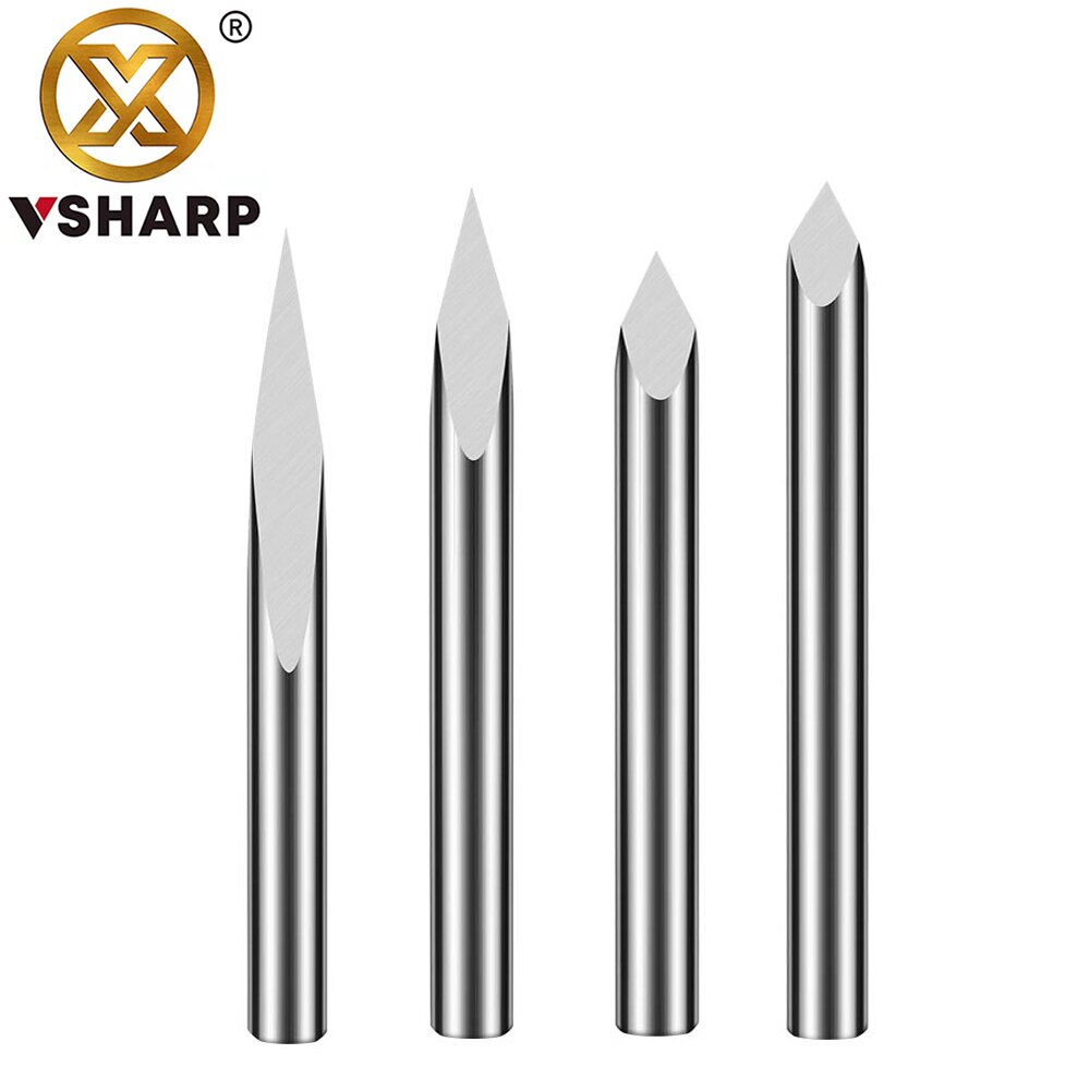 Vsharp 3 Edges 6mm Carbide V-shape Engraving Bit TriangularMilling Cutter Wood Acrylic PVC Jade Metal CNC Tool Engraving Carving